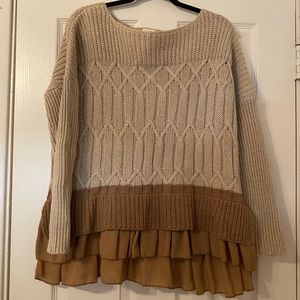 Tan Everleigh ruffle sweater